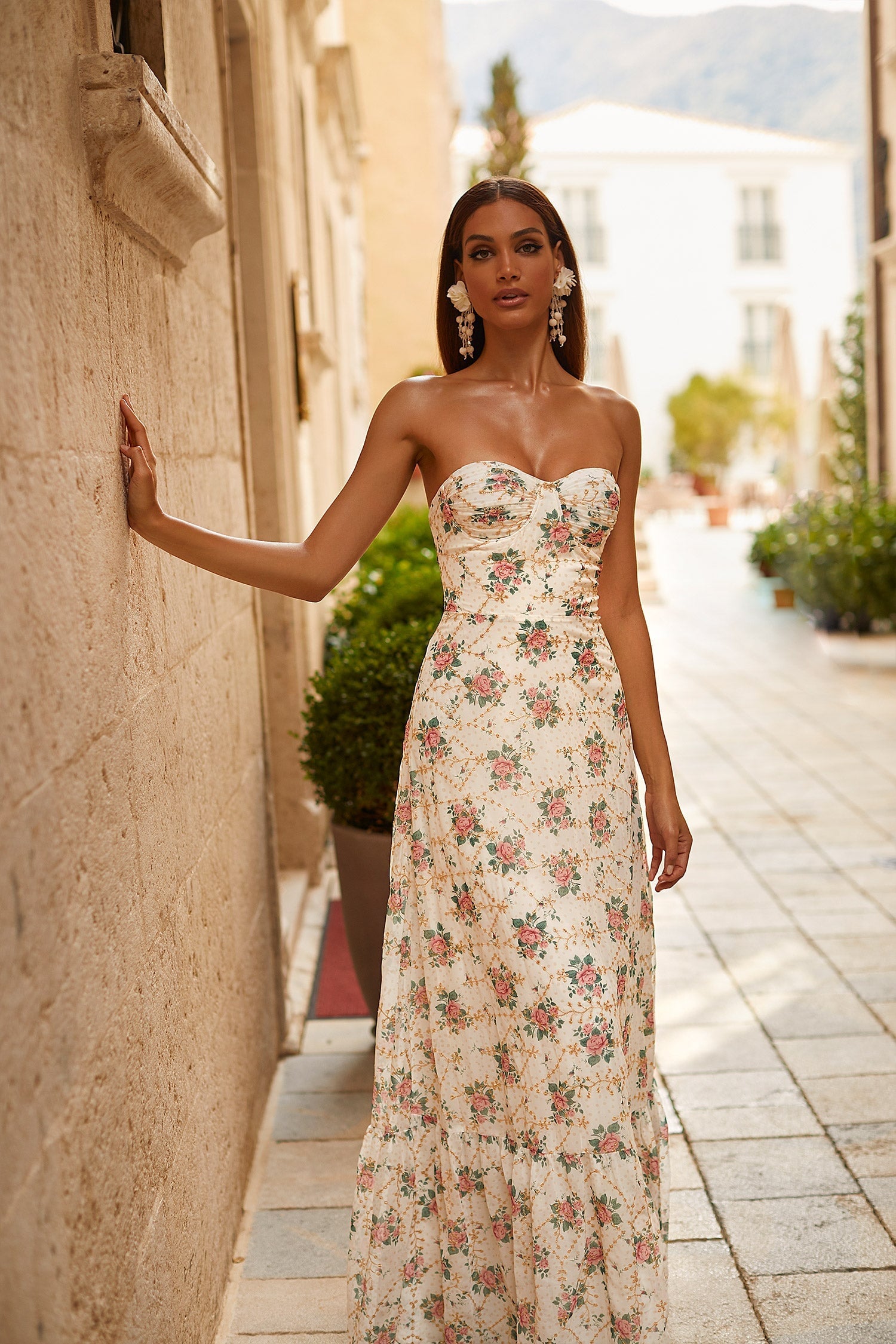 Dinora Strapless Floral Maxi Dress | | Zip Pay | Sezzle