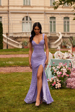 Courtney Lilac Purple Sequin Gown