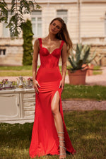 Taylor Red Matte Satin Gown