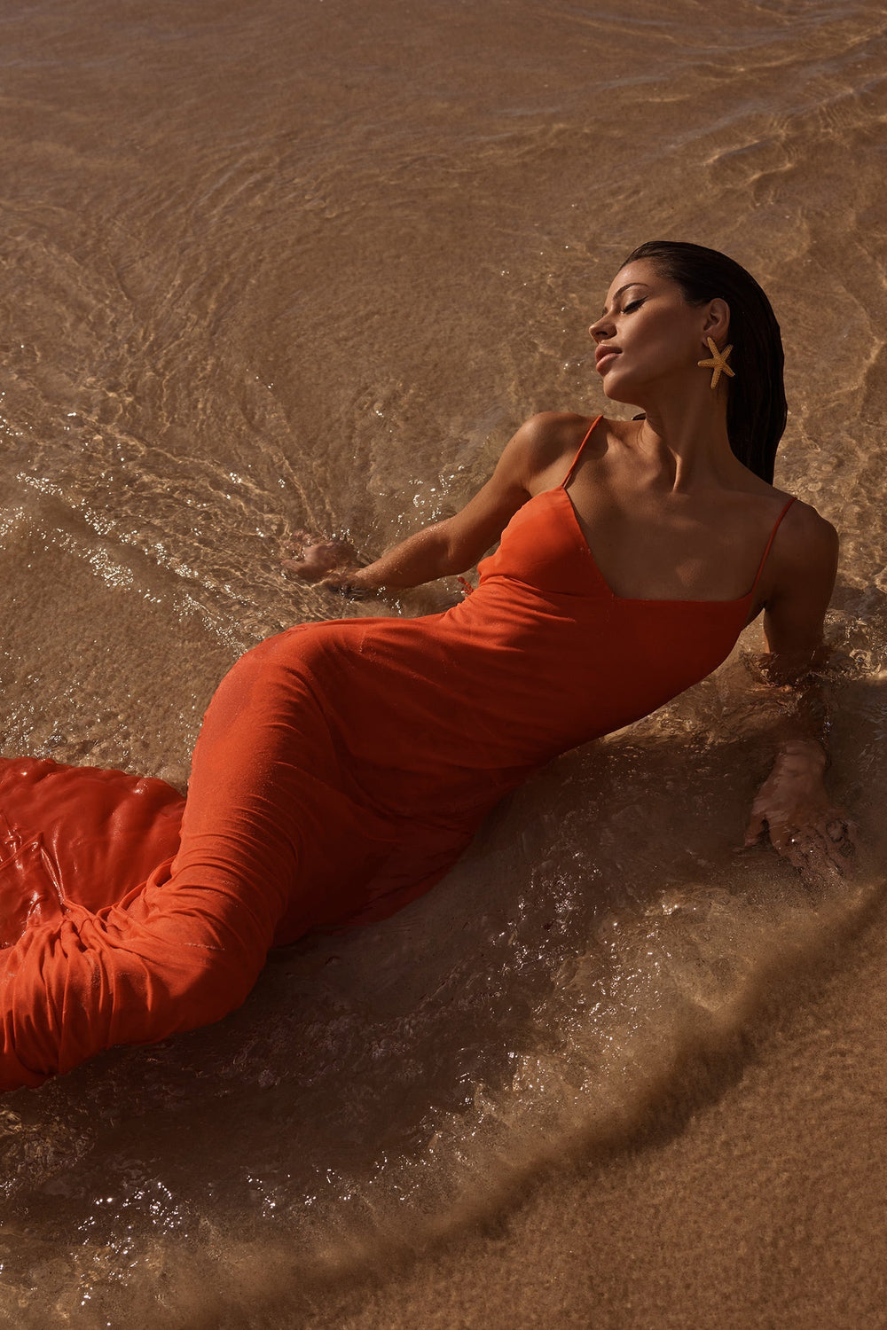 alamour the label orange dress Alondra Satin Gown
