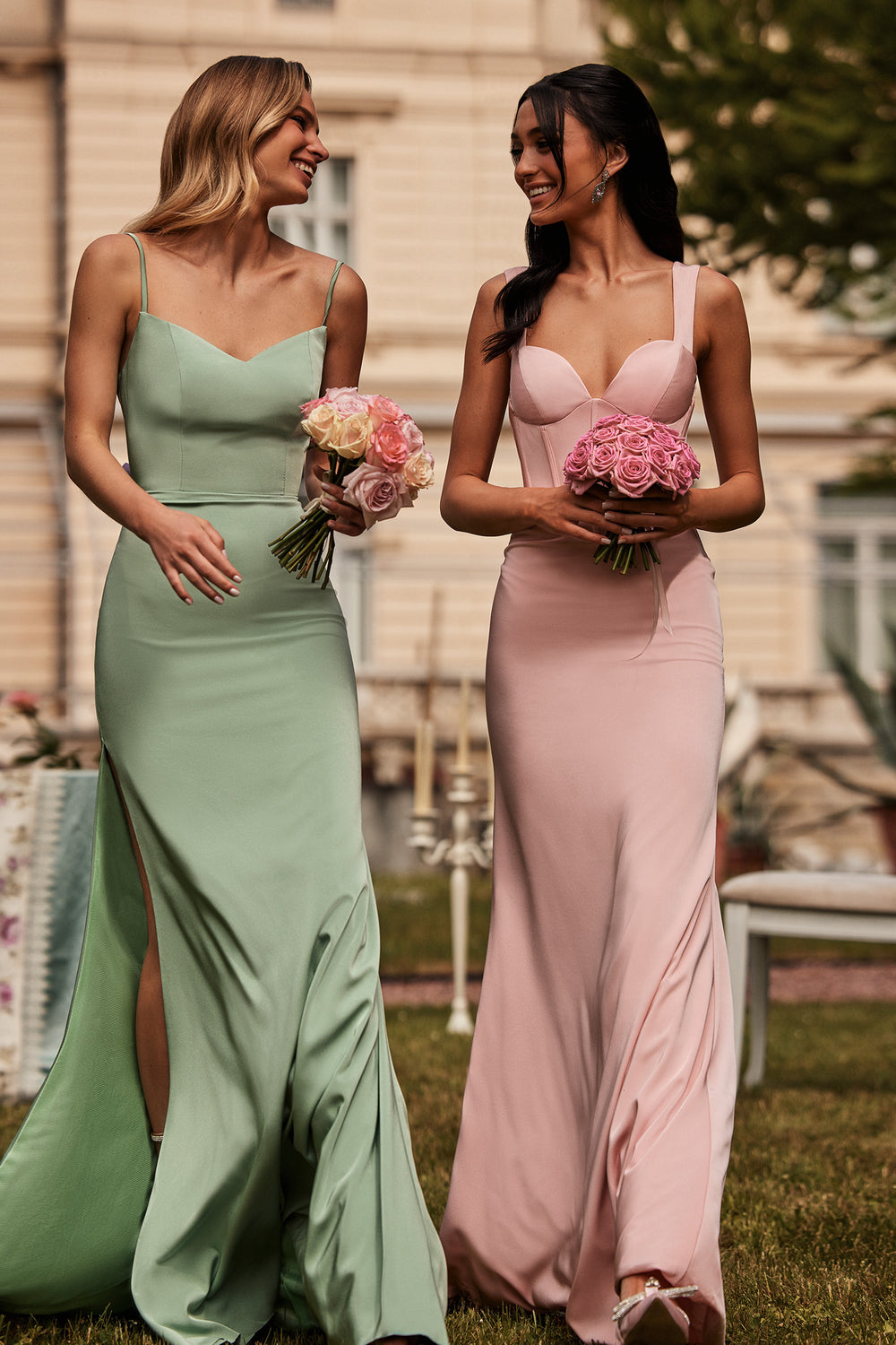 Evelyn Satin Gown - Baby Pink