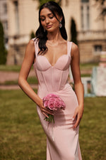 Evelyn Satin Gown - Baby Pink