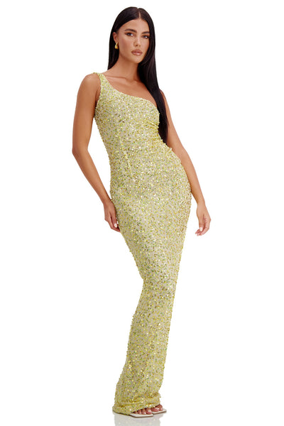 Jaquetta Dress Alamour The Label Jaquetta Gold Mesh Maxi Dress | Afterpay | Klarna | Zip Pay