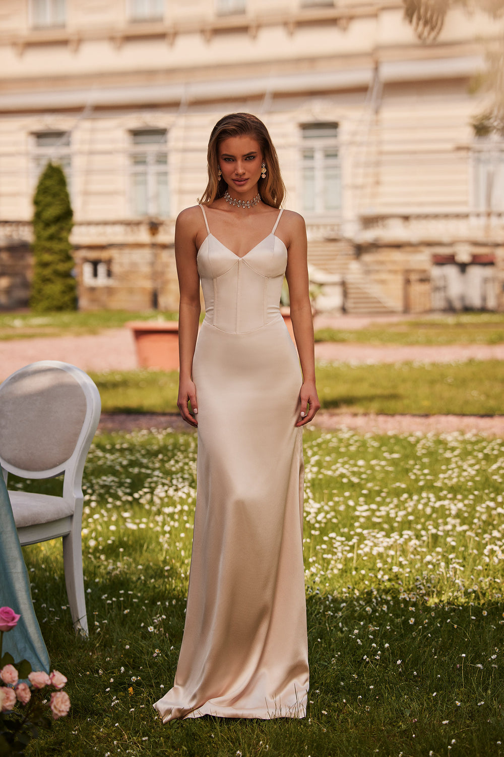 Grace Champagne Satin Gown