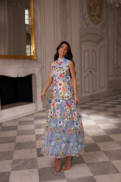 Bluebell High Neck Floral 3D Maxi Dress Alamour The Label Bluebell High Neck Floral 3D Maxi Dress