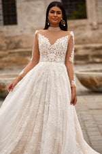 Toulin Gown - High Neck Bridal Gown with Lace Bodice