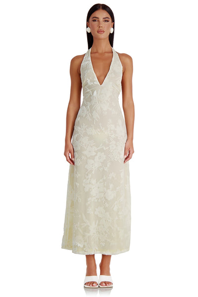 Giordana Dress Alamour The Label Giordana Ivory Devoré Dress | Afterpay | Klarna | Zip Pay