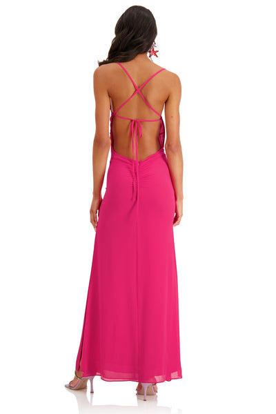 Jiana Dress Alamour The Label Jiana Hot Pink Chiffon Maxi Dress | Afterpay | Klarna | Zip Pay