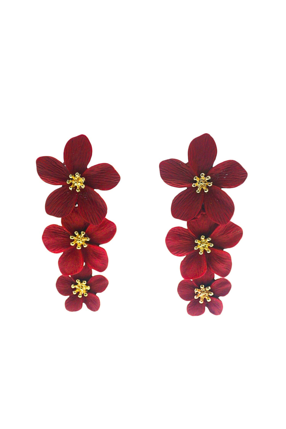 Carola Burgundy Flower Earrings