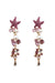 Starfish stud earrings in various shades of pink, adorned with cascading pearls and sparkling gem details for a graceful and feminine accessory.