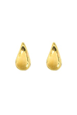 Gold raindrop-shaped earrings with a reflective finish - chic and modern accessories designed to add a touch of sophistication and style to any ensemble.