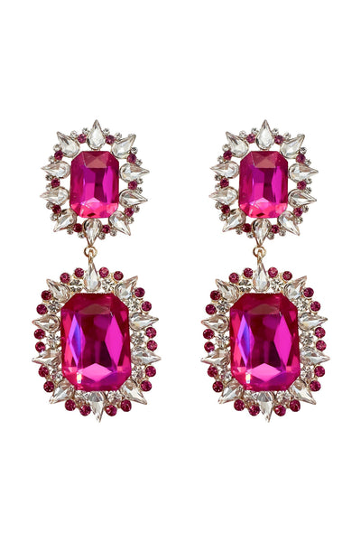 Katerina Fuchsia Diamante Earrings Alamour The Label Katerina Fuchsia Flower Drop Earrings | Afterpay | Klarna | Zip Pay