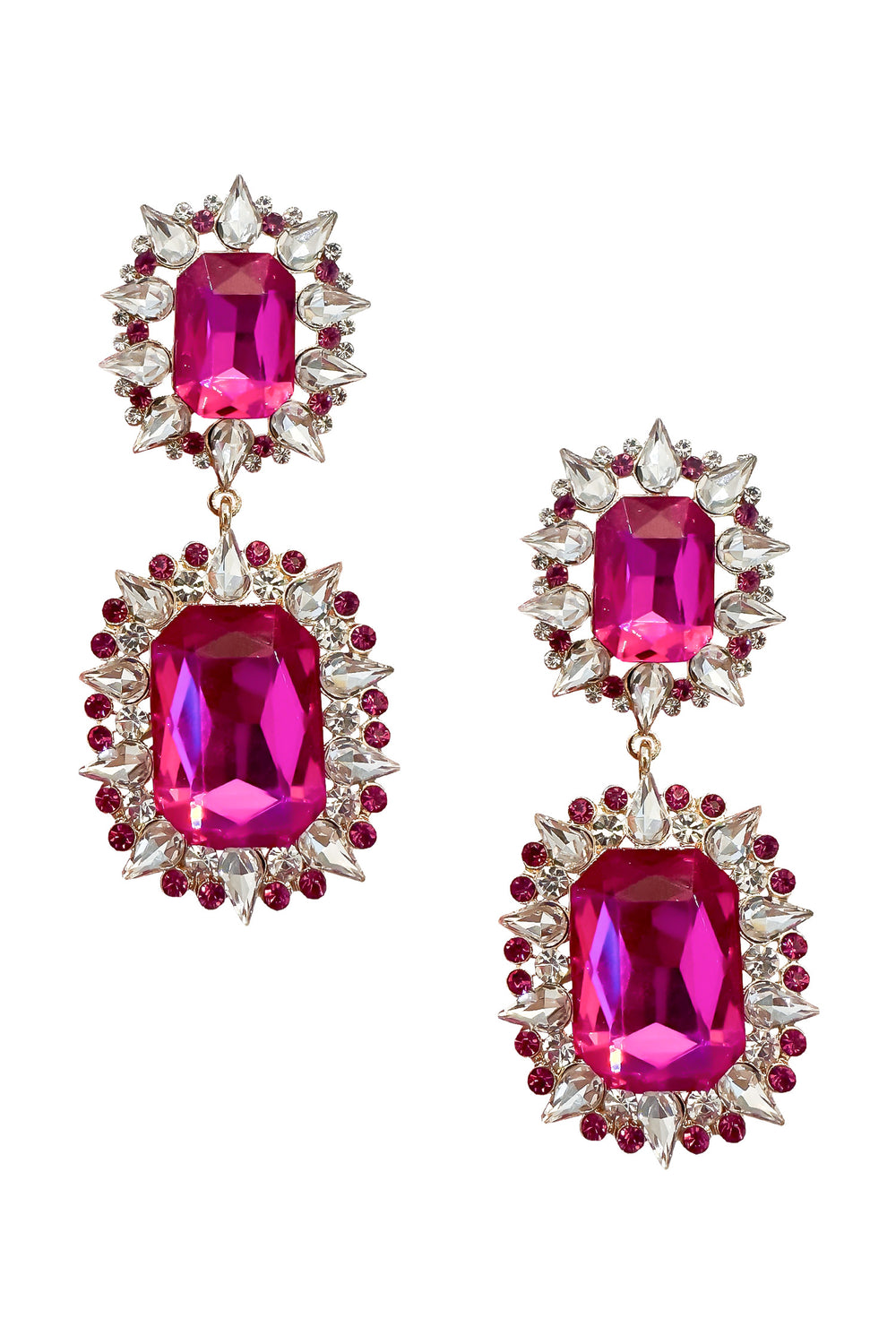 Katerina Fuchsia Diamante Earrings