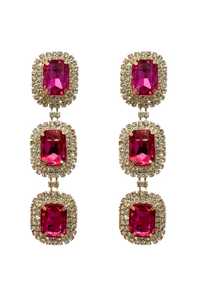 Athena Fuchsia Diamante Earrings Alamour The Label Athena Fuchsia Flower Drop Earrings | Afterpay | Klarna | Zip Pay