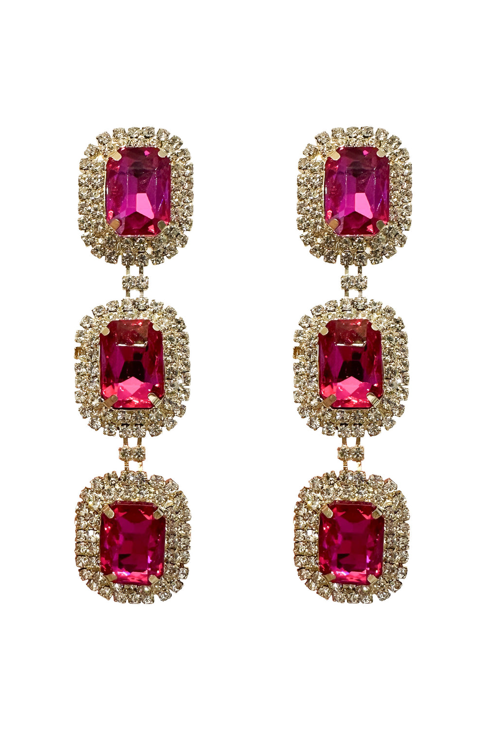 Athena Fuchsia Diamante Earrings