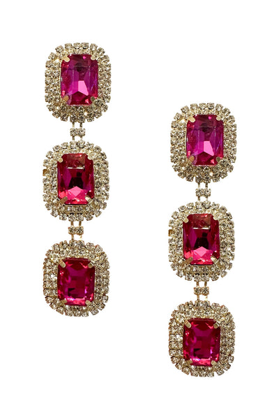 Athena Fuchsia Diamante Earrings Alamour The Label Athena Fuchsia Flower Drop Earrings | Afterpay | Klarna | Zip Pay