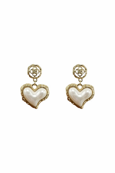 Ramiza White Drop Heart Earrings Alamour The Label Ramiza White Drop Heart Earrings | Afterpay | Klarna | Zip Pay