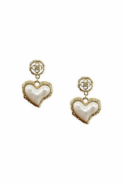 Ramiza White Drop Heart Earrings Alamour The Label Ramiza White Drop Heart Earrings | Afterpay | Klarna | Zip Pay