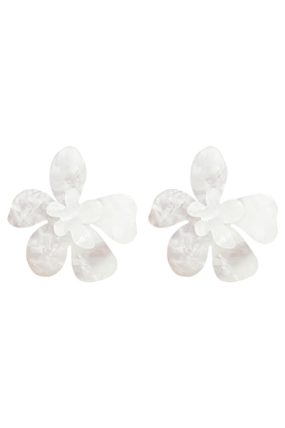 Kimberly White Statement Earrings Alamour The Label Kimberly White Acrylic Flower Earrings | Afterpay | Laybuy | Klarna