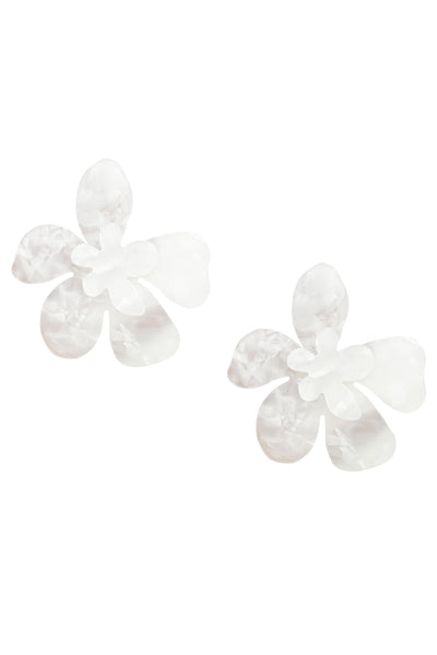 Kimberly White Statement Earrings Alamour The Label Kimberly White Acrylic Flower Earrings | Afterpay | Laybuy | Klarna