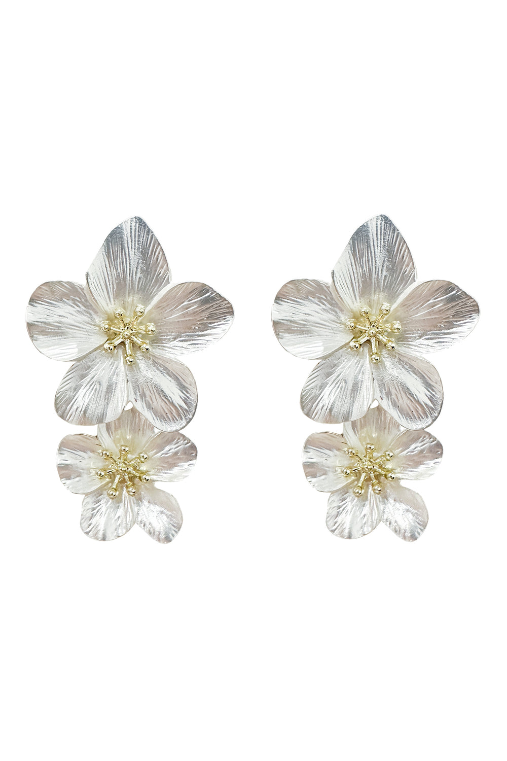 Shyla White Multi Flower Earrings