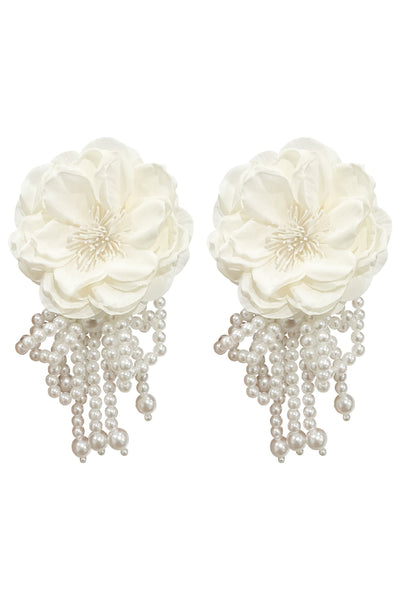 Elettra White Pearl Earrings Alamour The Label Elettra Pearl Flower Earrings | Afterpay | Laybuy | Klarna | Zippay
