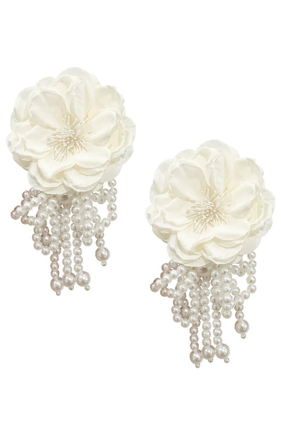 Elettra White Pearl Earrings Alamour The Label Elettra Pearl Flower Earrings | Afterpay | Laybuy | Klarna | Zippay
