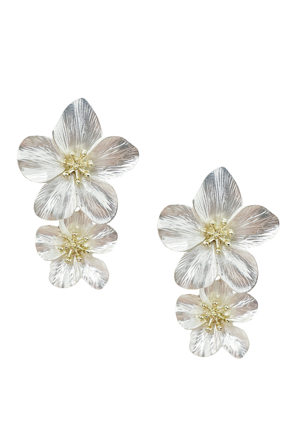 Shyla White Multi Flower Earrings