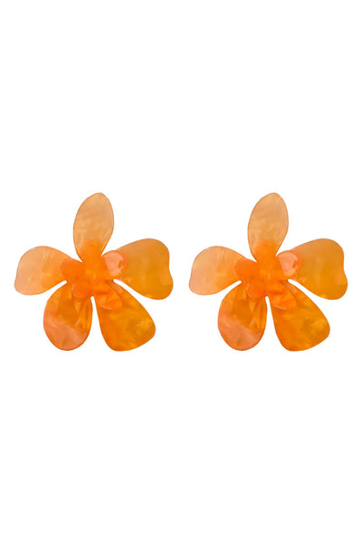 Kimberly Orange Statement Earrings Alamour The Label Kimberly Orange Acrylic Flower Earrings | Afterpay | Laybuy