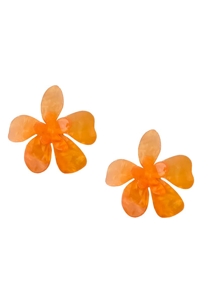 Kimberly Orange Statement Earrings Alamour The Label Kimberly Orange Acrylic Flower Earrings | Afterpay | Laybuy