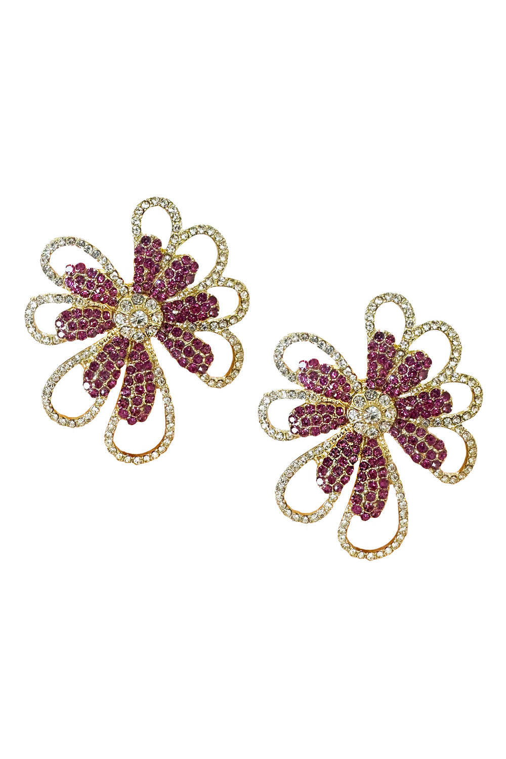 Sarah Fuchsia Flower Earrings