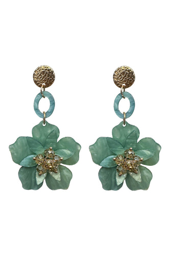 Petra Teal Flower Drop Earrings Alamour The Label Petra Teal Flower Drop Earrings | Afterpay | Klarna | Zip Pay