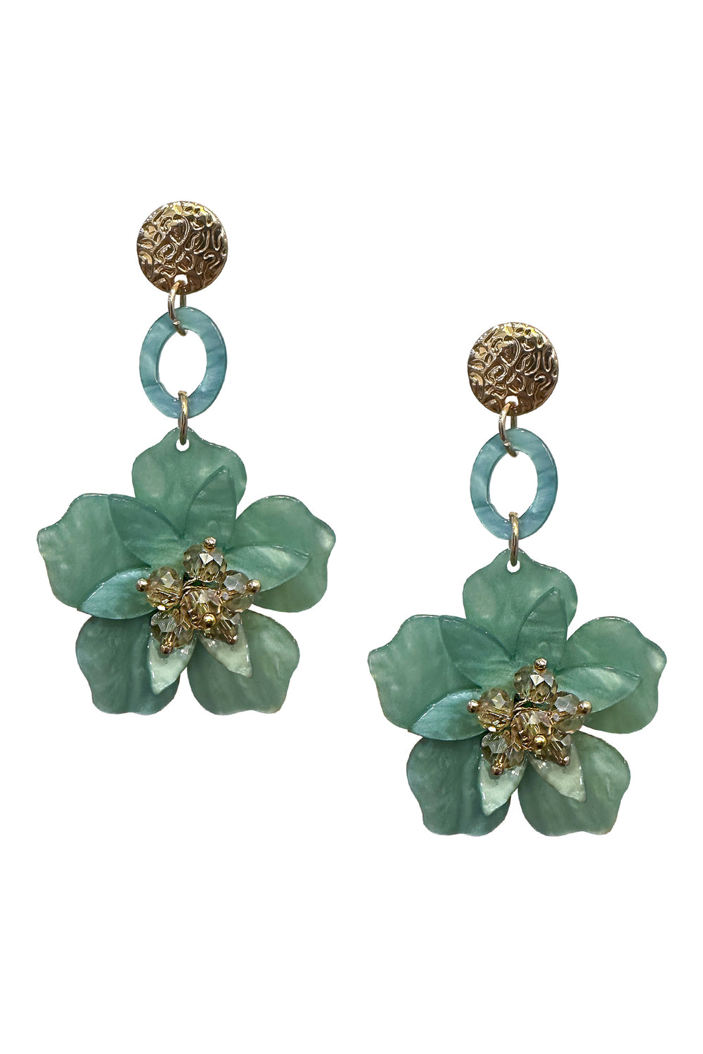 Petra Teal Flower Drop Earrings