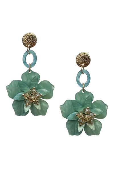 Petra Teal Flower Drop Earrings Alamour The Label Petra Teal Flower Drop Earrings | Afterpay | Klarna | Zip Pay