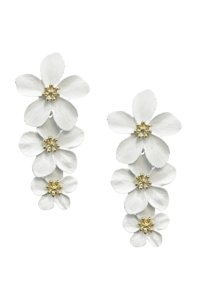 Niki White Flower Drop Earrings Alamour The Label Niki White Flower Drop Earrings | Afterpay | Klarna | Zip Pay