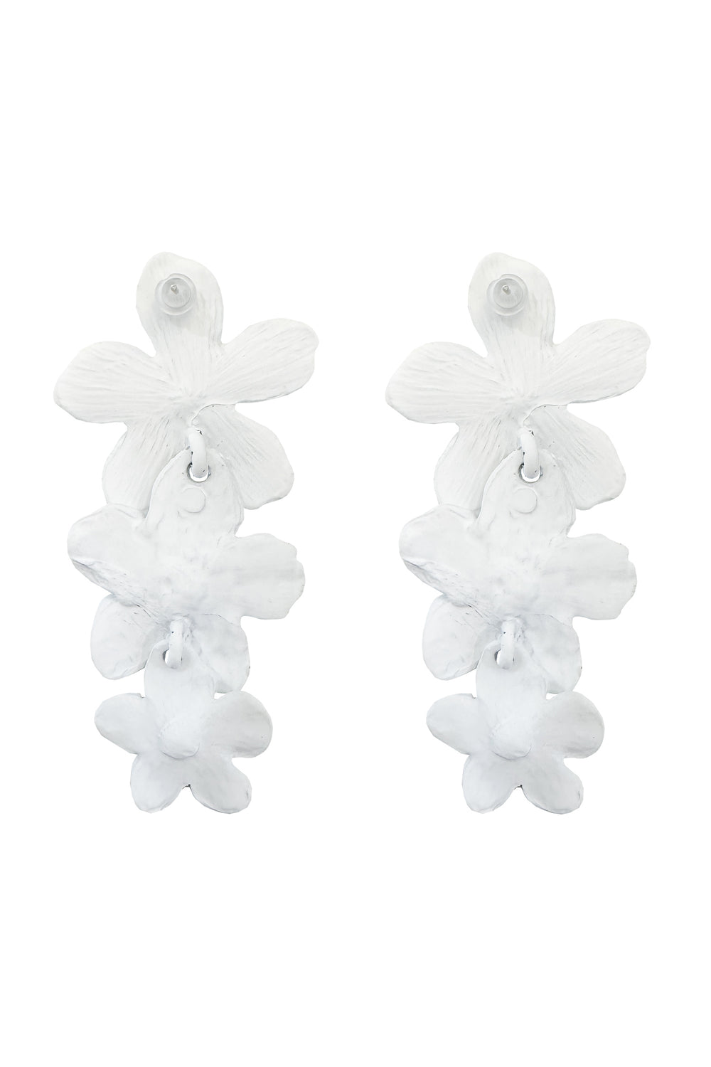 Niki White Flower Drop Earrings