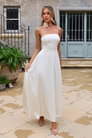 knee length dresses for ladies Maxi Dress White Long Dress Renesmee Strapless Maxi Dress Size 14 main image 1