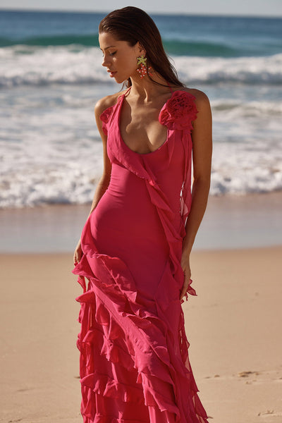 Matalia Dress Alamour The Label Matalia Hot Pink Chiffon Dress | Afterpay | Zip | Sezzle | LayBuy