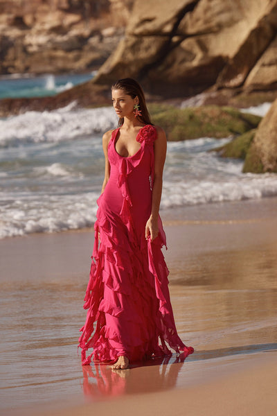 Matalia Dress Alamour The Label Matalia Hot Pink Chiffon Dress | Afterpay | Zip | Sezzle | LayBuy