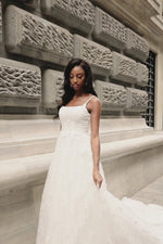 Haley Gown - White 3D A-Line Floral Tulle Bridal Gown with Long Train Alamour the Label