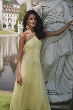 Colette Yellow Sequin Midi Dress with Halter Neckline Alamour the Label