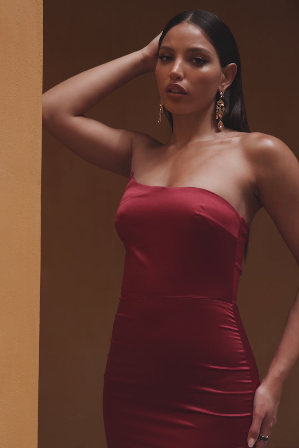 Leona - Burgundy Satin Gown with Mermaid Silhouette Alamour the Label