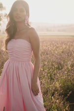 Belle Pink Cotton Poplin Maxi Dress Alamour the Label