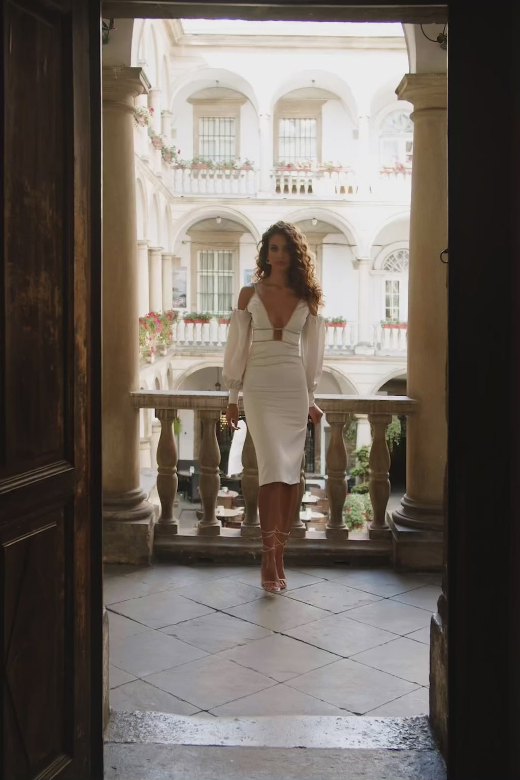 Chloe Dress - Oyster Satin Midi with Cut Outs Alamour the Label