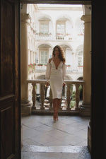 Chloe Dress - Oyster Satin Midi with Cut Outs Alamour the Label