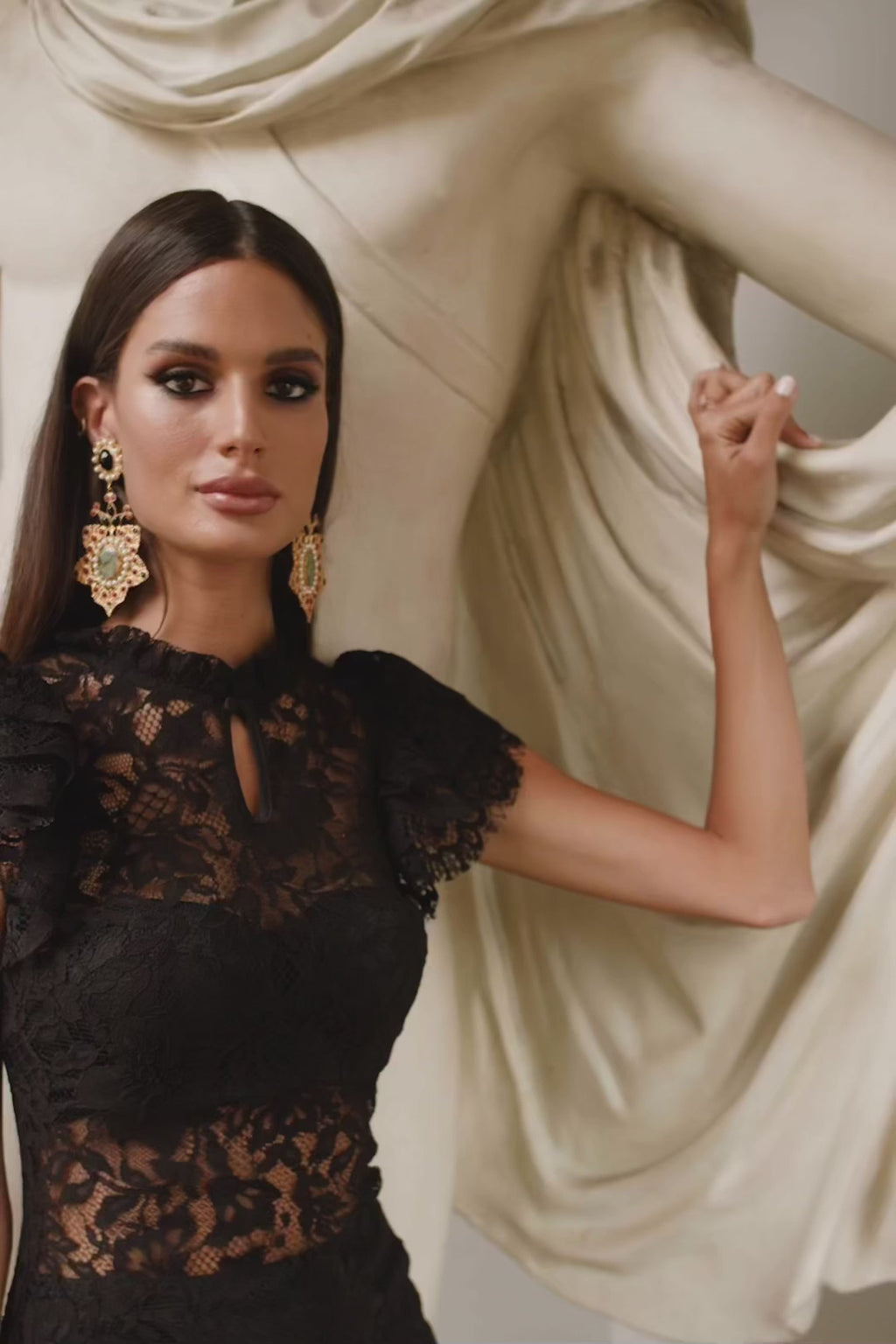 Francine Sheer Black Lace Midi Dress Alamour the Label