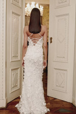 Petra White - 3D Floral Gown with Lace-Up Back & Sweetheart Neckline Alamour the Label