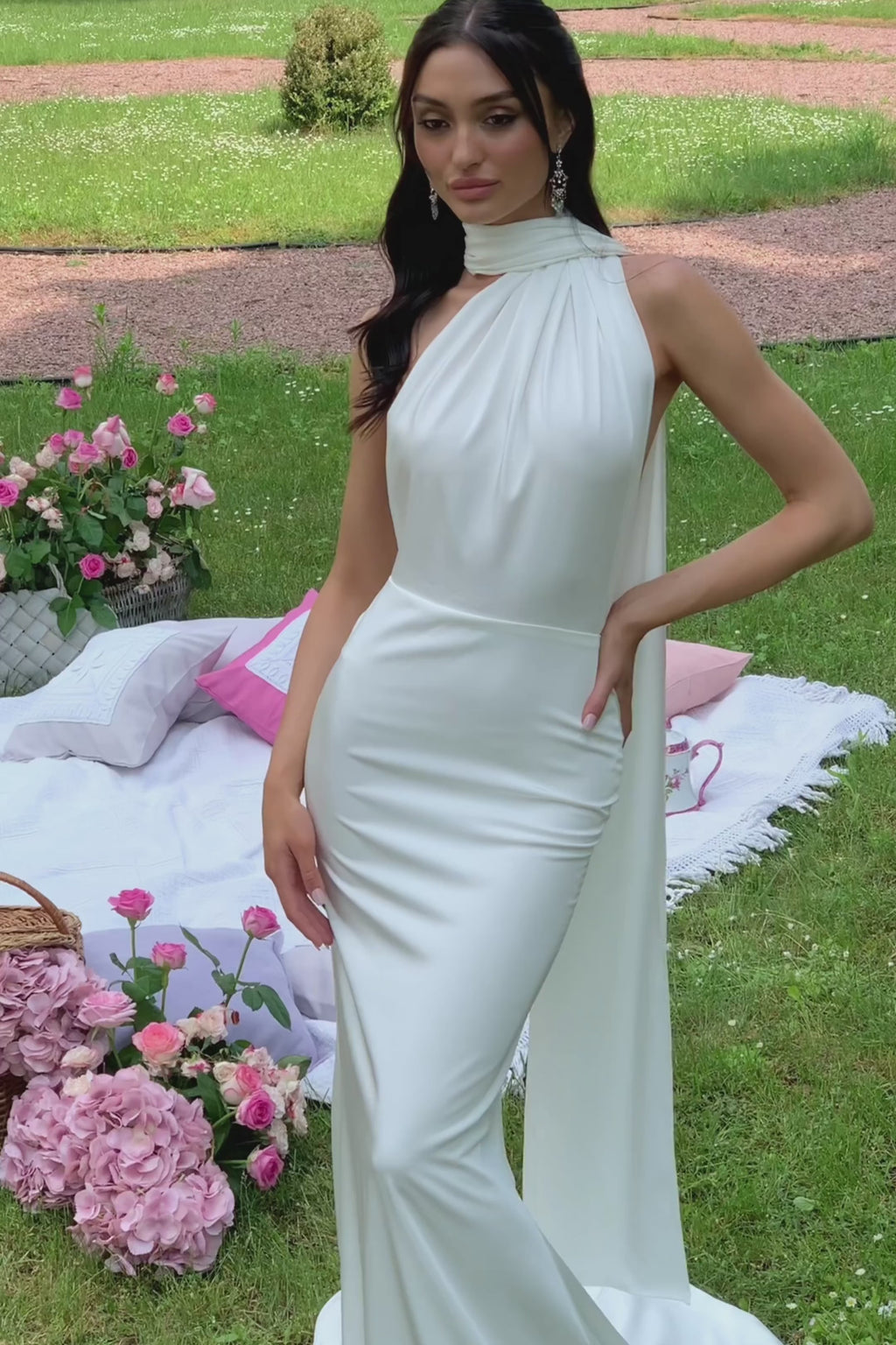 Sofia White Backless Gown - Alamour The Label