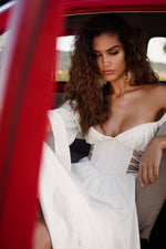 Adena White Satin Midi with Sheer Sides Alamour the Label