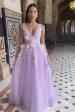 Kailani - Lilac Embellished A-Line Tulle Gown with V-Neck Alamour the Label